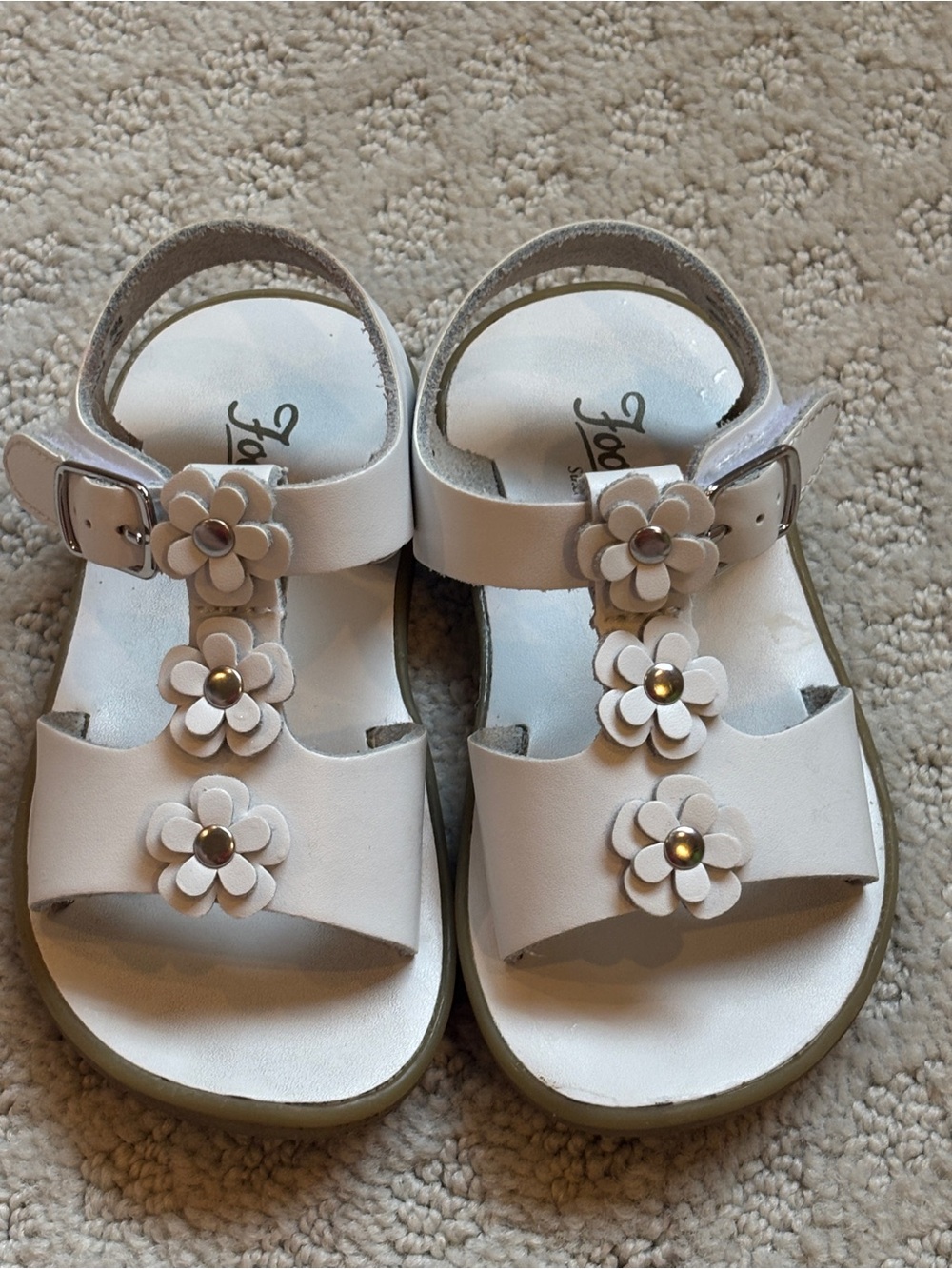 FootMates White Floral Buckle Girls Sandals